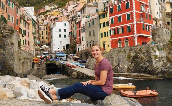 Biology major Savannah Craig on a weekend excursion in Riomaggiore, La Spezia, Italy.