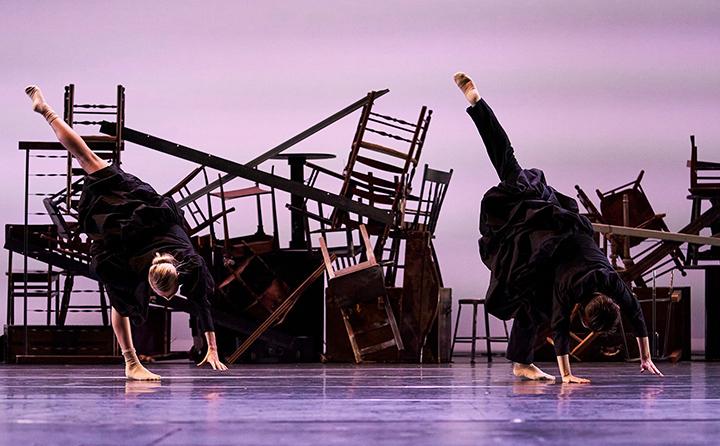 BW dance students performing on stage